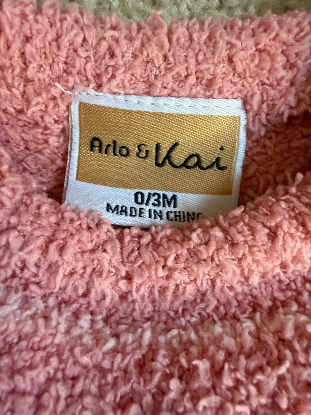 Arlo & Kai Pink & White Striped Fuzzy Baby Sweater & Pant Set   Size 0/3M